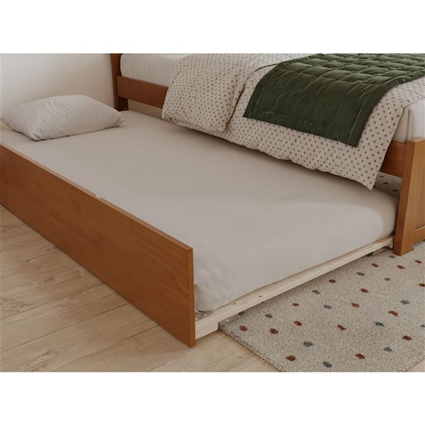 AFI Nantucket Light Toffee Solid Wood Twin-Size Platform Bed w/ Matching Footboard and Twin Trundle