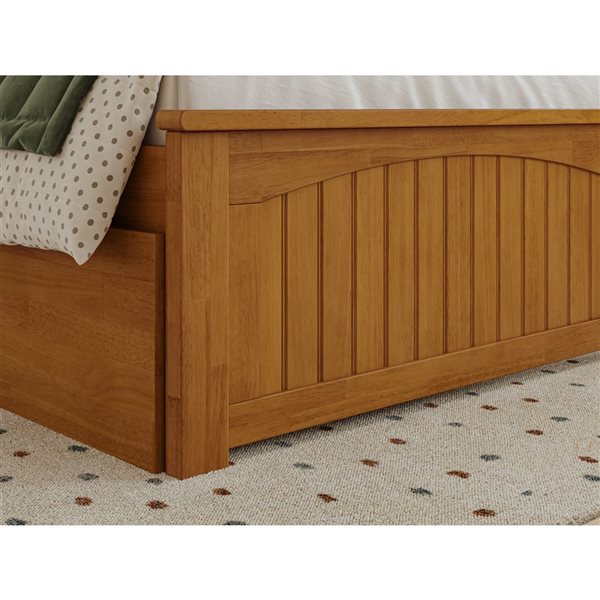 AFI Nantucket Light Toffee Solid Wood Twin-Size Platform Bed w/ Matching Footboard and Twin Trundle