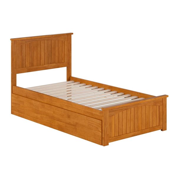 AFI Nantucket Light Toffee Solid Wood Twin-Size Platform Bed w/ Matching Footboard and Twin Trundle