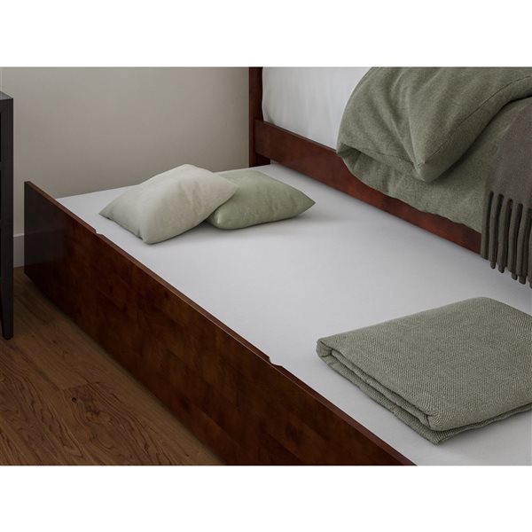 AFI Nantucket Walnut Solid Wood Queen-Size Platform Bed w/ Matching Footboard and Twin XL Trundle