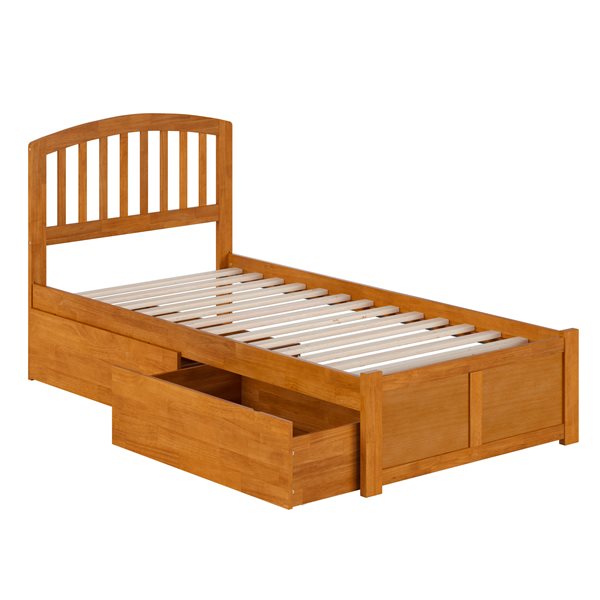 AFI Richmond Light Toffee Solid Wood Twin XL-Size Platform Bed w/ Footboard and Storage Drawers
