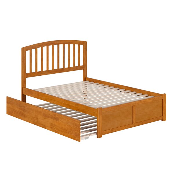 AFI Richmond Light Toffee Solid Wood Full-Size Platform Bed w/ Footboard and Full Trundle