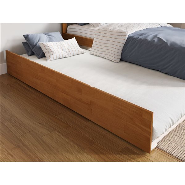 AFI Concord Light Toffee Solid Wood Full-Size Platform Bed w/ Footboard and Twin Trundle