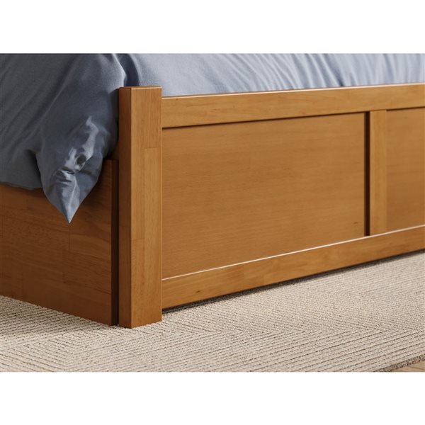 AFI Concord Light Toffee Solid Wood Full-Size Platform Bed w/ Footboard and Twin Trundle