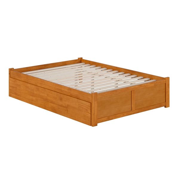 AFI Concord Light Toffee Solid Wood Full-Size Platform Bed w/ Footboard and Twin Trundle