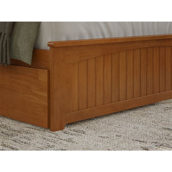 AFI Nantucket Light Toffee Solid Wood King-Size Platform Bed w/ Matching Footboard and Storage Drawers