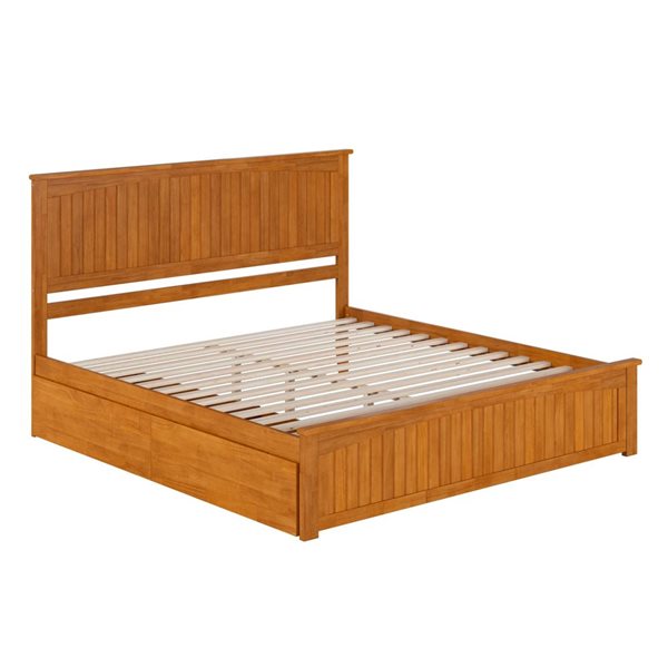 AFI Nantucket Light Toffee Solid Wood King-Size Platform Bed w/ Matching Footboard and Storage Drawers