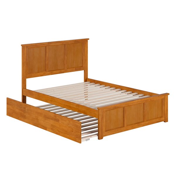 AFI Madison Light Toffee Solid Wood Full-Size Platform Bed w/ Matching Footboard and Full Trundle
