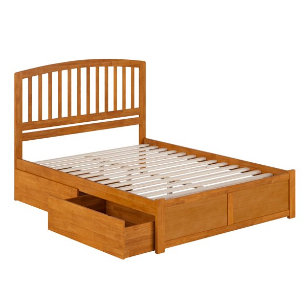 AFI Richmond Light Toffee Solid Wood Queen-Size Platform Bed w/ Footboard and Storage Drawers