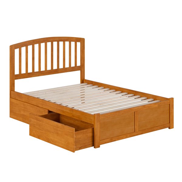 AFI Richmond Light Toffee Solid Wood Full-Size Platform Bed w/ Footboard and Storage Drawers