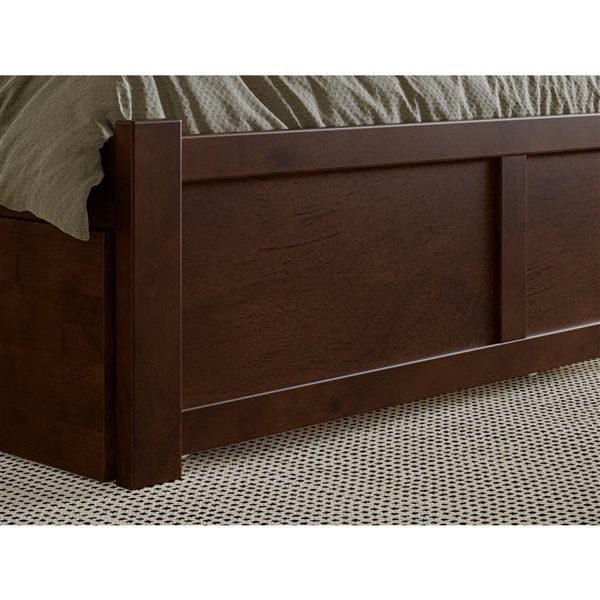 AFI Nantucket Walnut Solid Wood Full-Size Platform Bed w/ Footboard and Twin Trundle