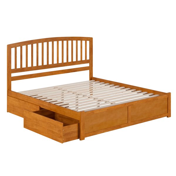 AFI Richmond Light Toffee Solid Wood King-Size Platform Bed w/ Footboard and Storage Drawers