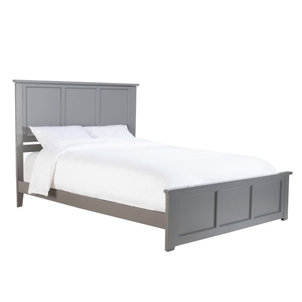 AFI Madison Grey Solid Wood King-Size Low-Profile Platform Bed w/ Matching Footboard and Charging Station