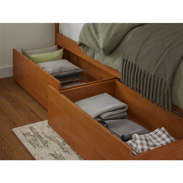 AFI Nantucket Light Toffee Solid Wood Queen-Size Platform Bed w/ Matching Footboard and Storage Drawers