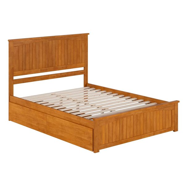 AFI Nantucket Light Toffee Solid Wood Queen-Size Platform Bed w/ Matching Footboard and Storage Drawers
