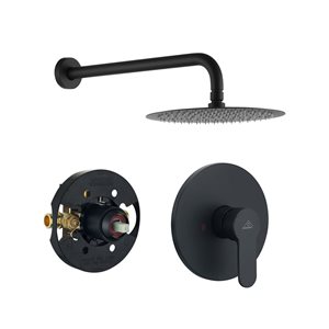 CASAINC Matte Black Built-In Shower Faucet System Pressure-Balanced Valve Included