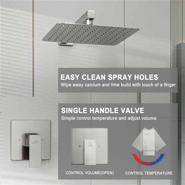 CASAINC Brushed Nickel Built-In Shower Faucet System Pressure-Balanced Valve Included