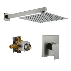 CASAINC Brushed Nickel Built-In Shower Faucet System Pressure-Balanced Valve Included