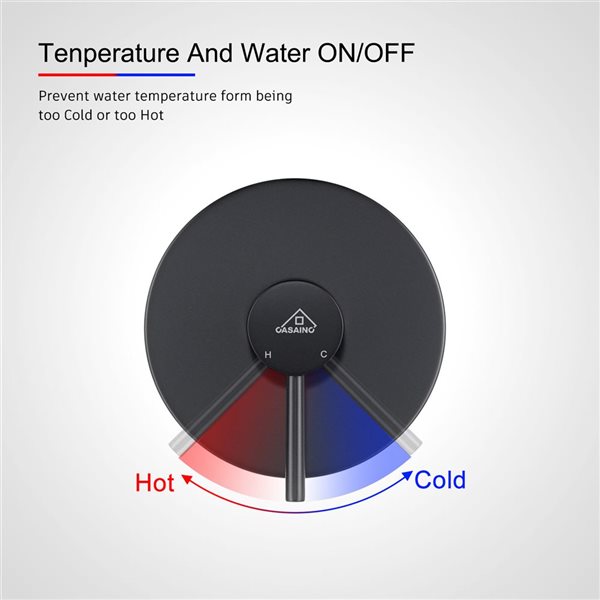 CASAINC Black 1-Handle Single Function Round Shower Faucet Valve Included