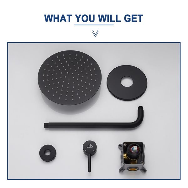 CASAINC Black 1-Handle Single Function Round Shower Faucet Valve Included