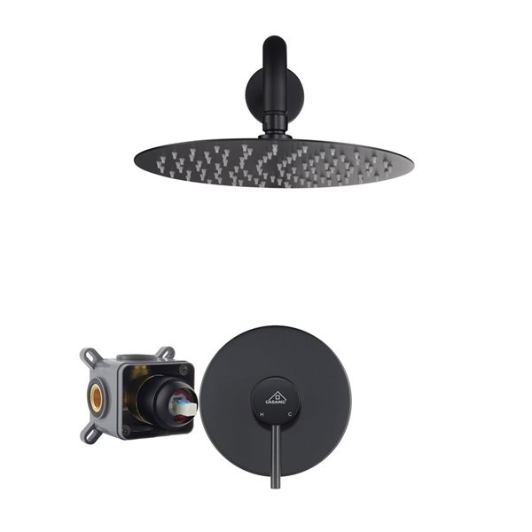 CASAINC Black 1-Handle Single Function Round Shower Faucet Valve Included