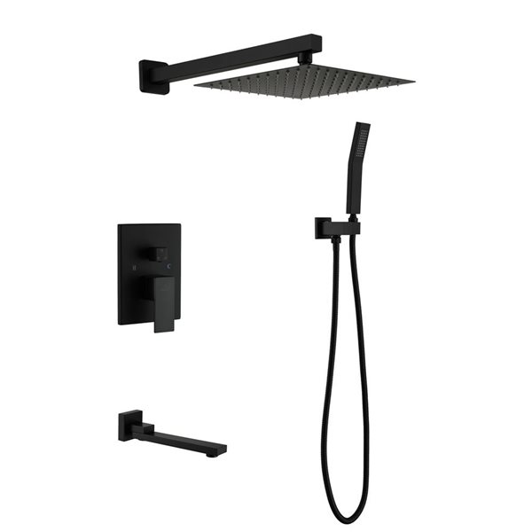 CASAINC 10-in Shower System Matte Black Complete Shower Faucet with Rough-in Valve