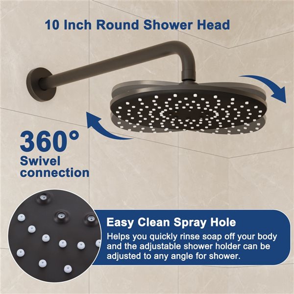 CASAINC Matte Black Built-In Shower Faucet System Pressure-Balanced Valve Included