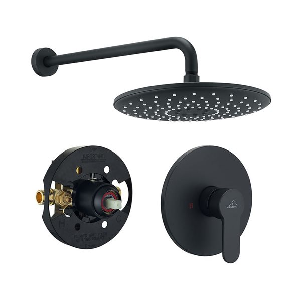 CASAINC Matte Black Built-In Shower Faucet System Pressure-Balanced Valve Included