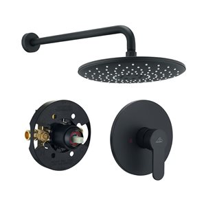 CASAINC Matte Black Built-In Shower Faucet System Pressure-Balanced Valve Included