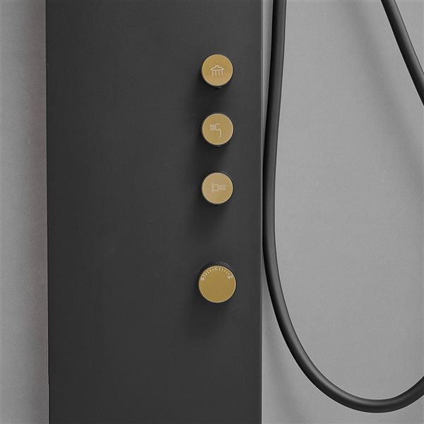 BWE 1-Jet Rainfall Modern Shower Panel System with Waterfall Shower Head and Shower Wand in Matte Black