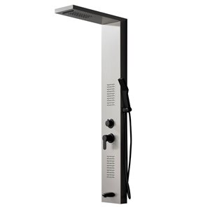 BWE 2-Jet Shower Panel System with Rainfall Waterfall Shower Head With LED light in Black Nickel