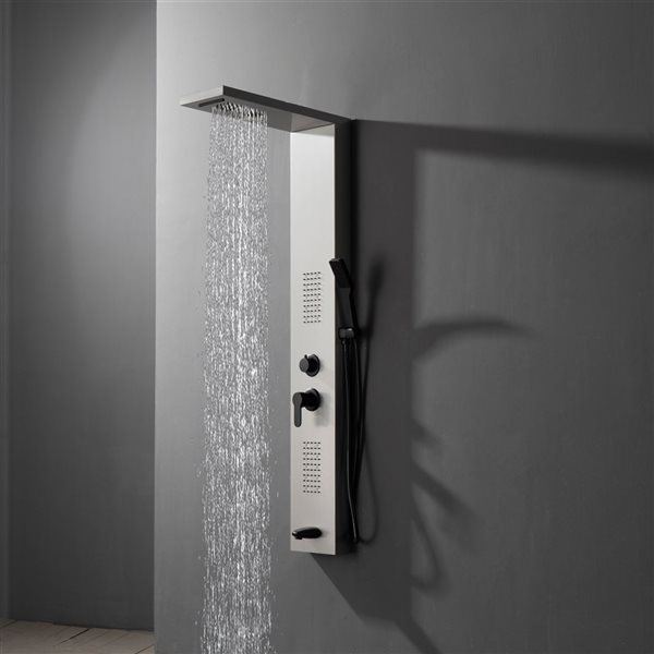 BWE 2-Jet Shower Panel System with Rainfall Waterfall Shower Head With LED light in Black Nickel