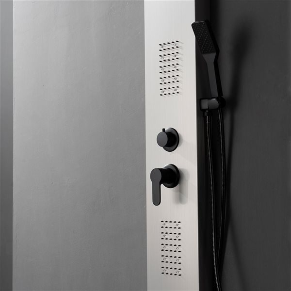 BWE 2-Jet Shower Panel System with Rainfall Waterfall Shower Head With LED light in Black Nickel