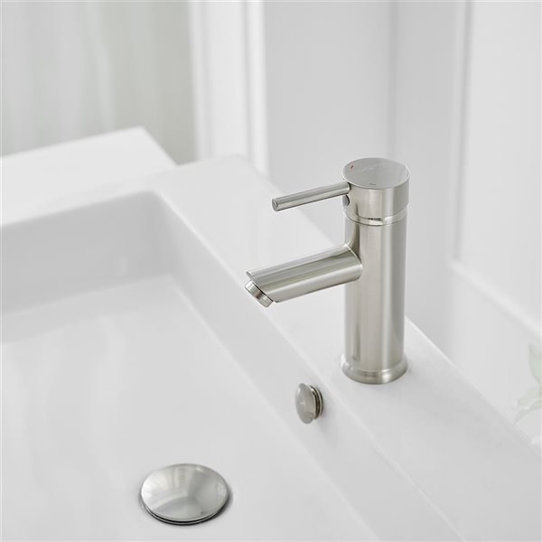 BWE Single Hole Single-Handle Bathroom Faucet With Pop Up Drain in Brushed Nickel