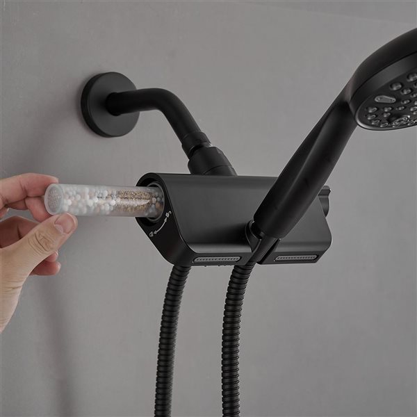 BWE 6-Spray 4.3 in. Wall Mount Handheld Shower Head with Extra Long Stainless Steel Hose in Black