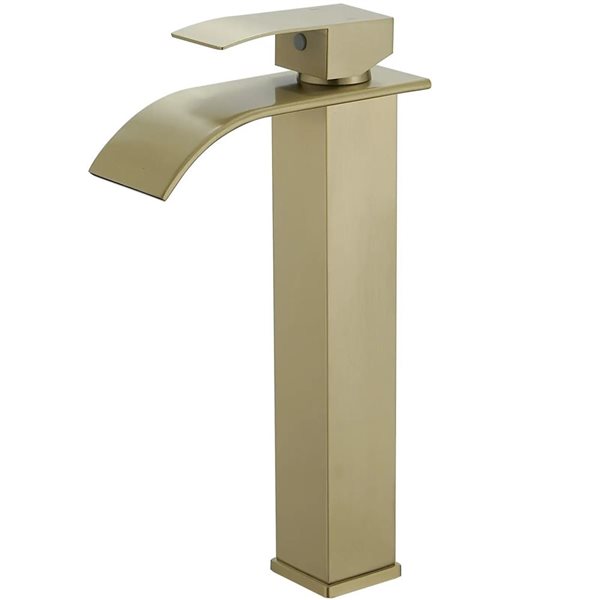 BWE Waterfall Single Hole Single Handle Bathroom Vessel Sink Faucet with Supply Hose in Brushed Gold