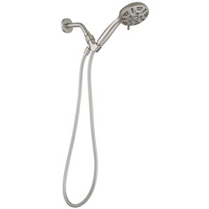 BWE 6-Spray 4.3 in. Wall Mount Handheld Shower Head with Extra Long Stainless Steel Hose in Nickel