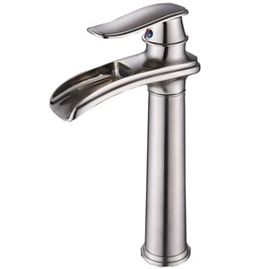 BWE Waterfall Tall Spout Single Hole Single Handle Vessel Sink Faucet in Brushed Nickel