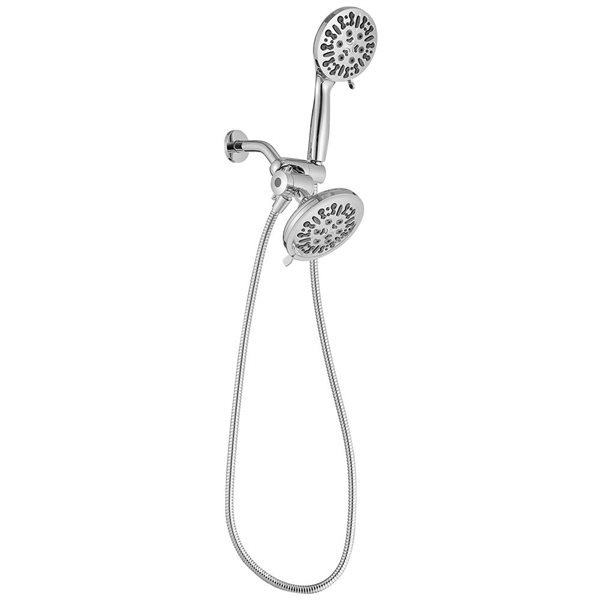 BWE 9-spray 5.5 in. Dual Shower Head and Handheld Shower Head with Stainless Steel Hose in Chrome