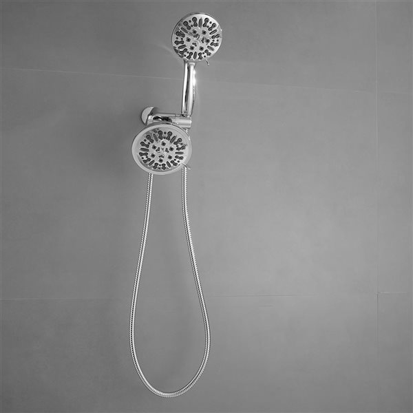 BWE 9-spray 5.5 in. Dual Shower Head and Handheld Shower Head with Stainless Steel Hose in Chrome