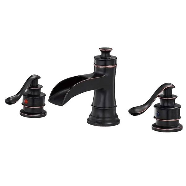 BWE 8 inch Waterfall Widespread 2-Handle Bathroom Faucet with Drain Assembly in Oil Rubbed Bronze