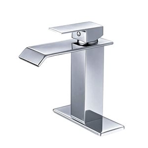 BWE Waterfall Single Hole Single-Handle Bathroom Faucet with Pop-up Drain Assembly in Polished Chrome