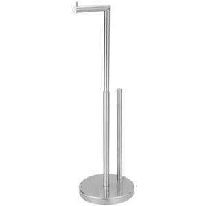 BWE Bathroom Freestanding Toilet Paper Holder Stand with Reserver in Brushed Nickel