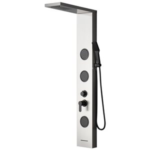 BWE 3-Jet Rainfall Shower Panel System with Rainfall Shower Head and Shower Wand in Black Nickel