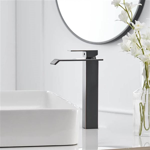 BWE Single Hole Single Handle Bathroom Vessel Sink Faucet with Drain Assembly in Oil Rubbed Bronze