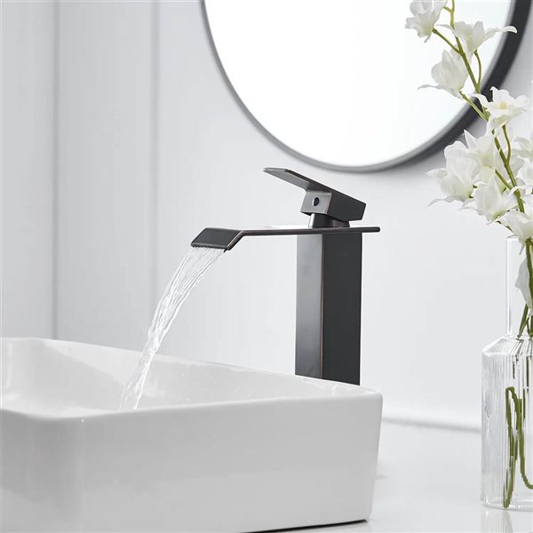 BWE Single Hole Single Handle Bathroom Vessel Sink Faucet with Drain Assembly in Oil Rubbed Bronze