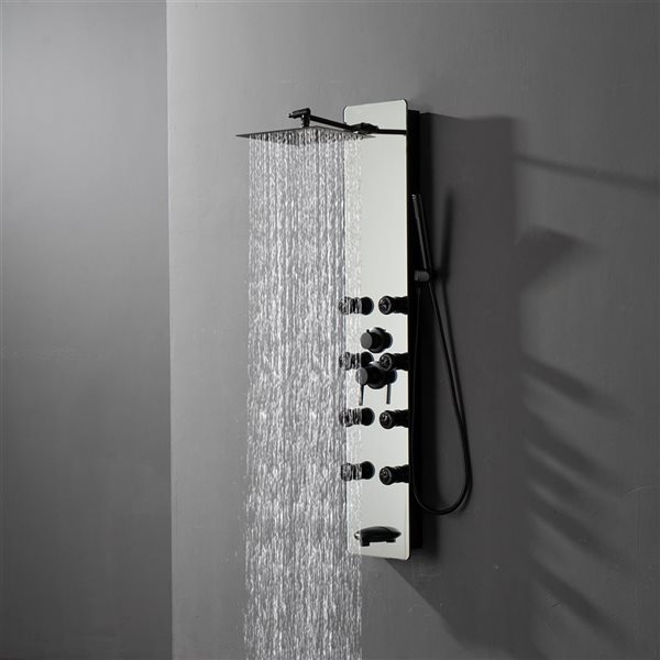 BWE 8-Jet Multifunction Shower Panel System With Shower Head Handheld Shower head in Matte Black