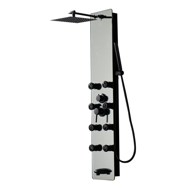 BWE 8-Jet Multifunction Shower Panel System With Shower Head Handheld Shower head in Matte Black