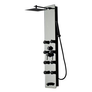 BWE 8-Jet Multifunction Shower Panel System With Shower Head Handheld Shower head in Matte Black