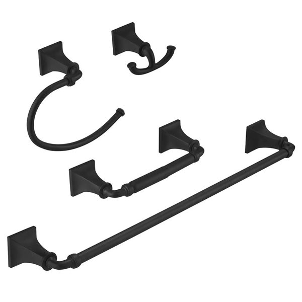 BWE 4-Piece Bath Hardware Set Towel Bar Hand Towel Holder Toilet Paper ...